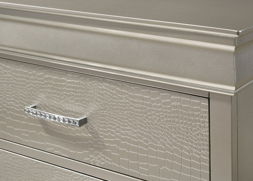 English Elm Amalia Chest - Elegant Crocodile-Embossed Storage With Crystal Pulls For Chic Bedroom Décor B132P162247