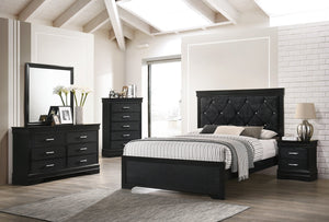 English Elm Amalia Dresser In Black - Elegant Faux Shagreen, Smooth-Operating Drawers & Ample Storage Space B132P162255