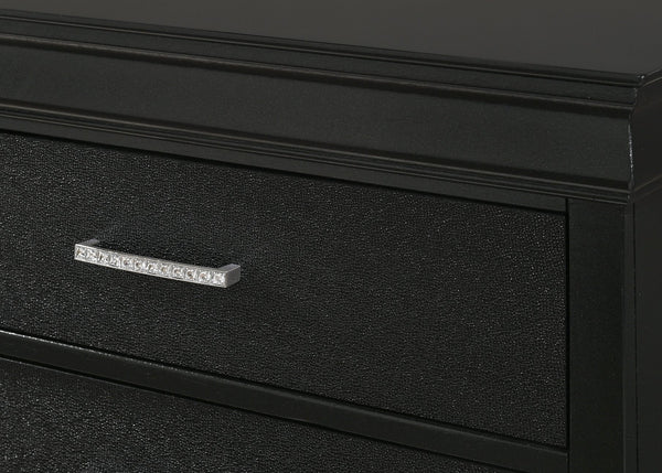 English Elm Amalia Chest In Black - Elegant Faux Shagreen Design With Crystal Pulls For Stylish Storage Solutions B132P162258