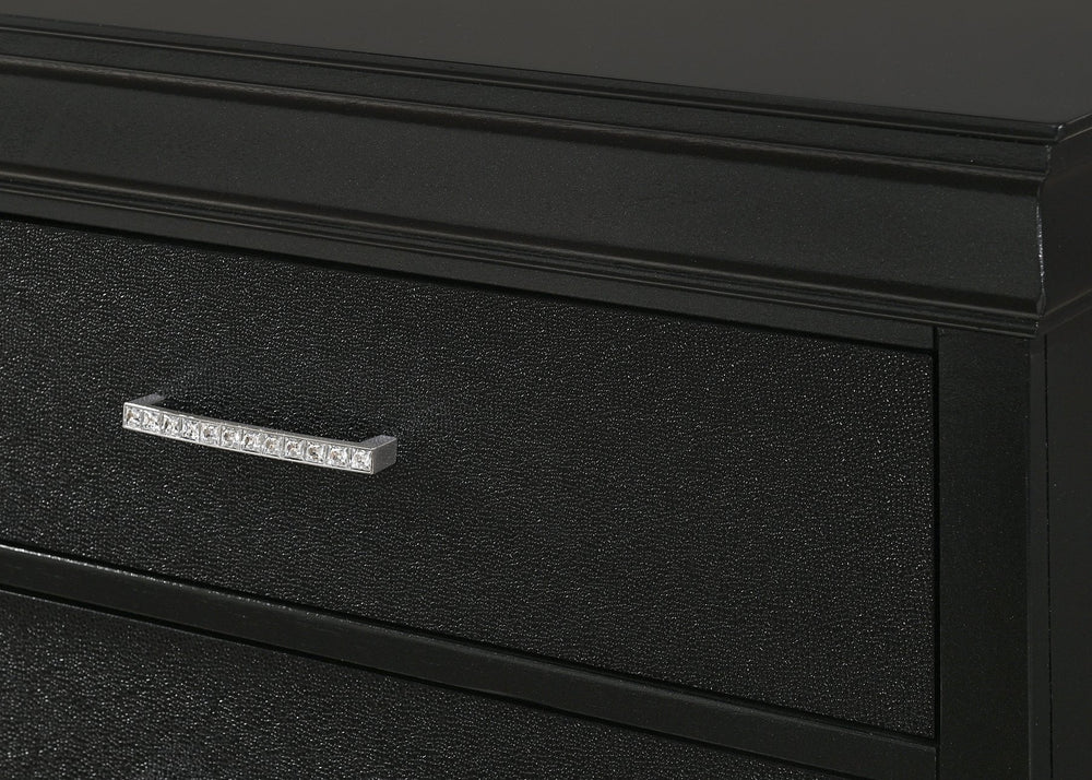English Elm Amalia Dresser In Black - Elegant Faux Shagreen, Smooth-Operating Drawers & Ample Storage Space B132P162255