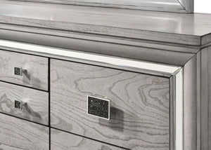 English Elm Vail Gray Wood Chest with Mirrored Accents, Square Knobs & Dovetail Drawers 41.1x20.5x57.4 in B132P162295