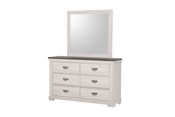 English Elm Leighton White Dresser with Durable Melamine, 6 Dovetail Drawers & Metal Guides — 62"L x 39.75"H B132P162365