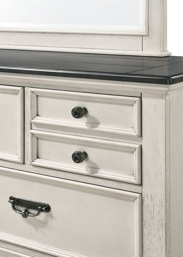 English Elm Sawyer Dresser - Two-Toned Beige, Solid Wood, Rustic Faux Plank Top & Dovetail Drawers For Style B132P165438-GIGA