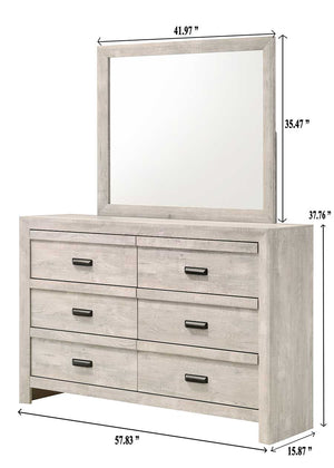 English Elm Valor Beige Wood Dresser with Stain-Resistant Melamine Top, Dovetail Drawers, 60" L x 42" H B132P162438