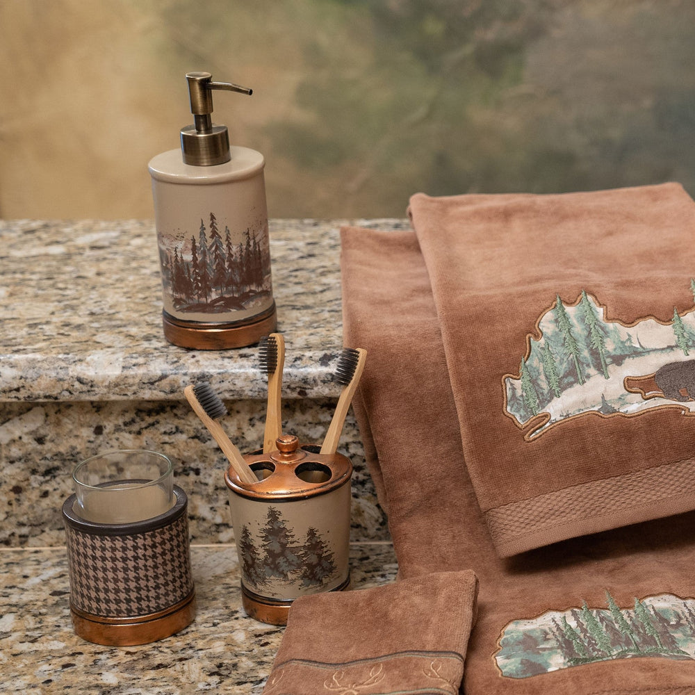 Hiend Accents Joshua Countertop Bathroom Set - Rustic Elegance With Houndstooth Design, Perfect For Any Bathroom Cream Resin Ba1915