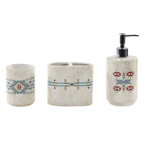Hiend Accents Spirit Valley Ceramic Bathroom Set - Southwestern Elegance With Bold Patterns And Artisanal Design Cream Ceramic Ba2113