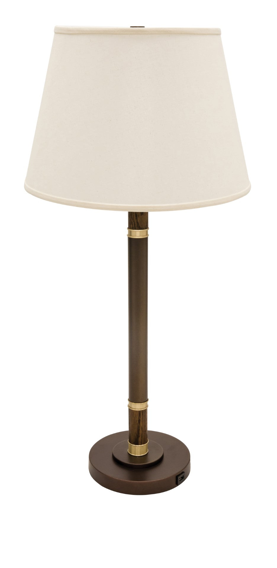 House Of Troy Barton 32.5" Elegant Table Lamps In Chestnut Bronze With Stained Oak And Satin Brass Accents Chestnut Bronze Metal Ba750-chb