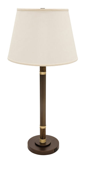 House Of Troy Barton 32.5" Elegant Table Lamps In Chestnut Bronze With Stained Oak And Satin Brass Accents Chestnut Bronze Metal Ba750-chb