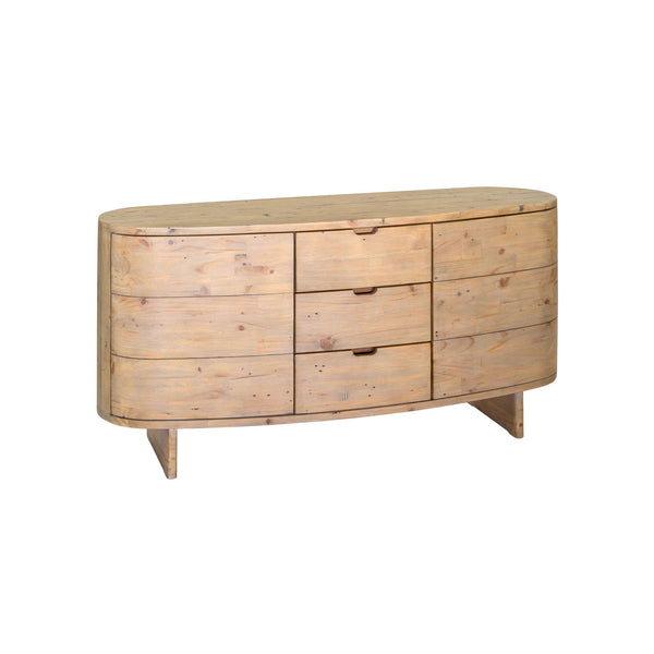 Lh Imports Bahama Sideboard - Sundried Wheat, Fsc-certified Solid Wood With 3 Drawers & 2 Doors For Style & Storage Brown Fsc Reclaimed Pine Bah003b