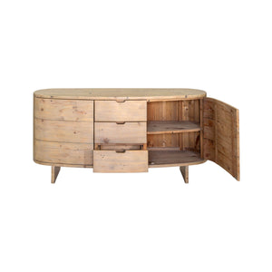 Lh Imports Bahama Sideboard - Sundried Wheat, Fsc-certified Solid Wood With 3 Drawers & 2 Doors For Style & Storage Brown Fsc Reclaimed Pine Bah003b