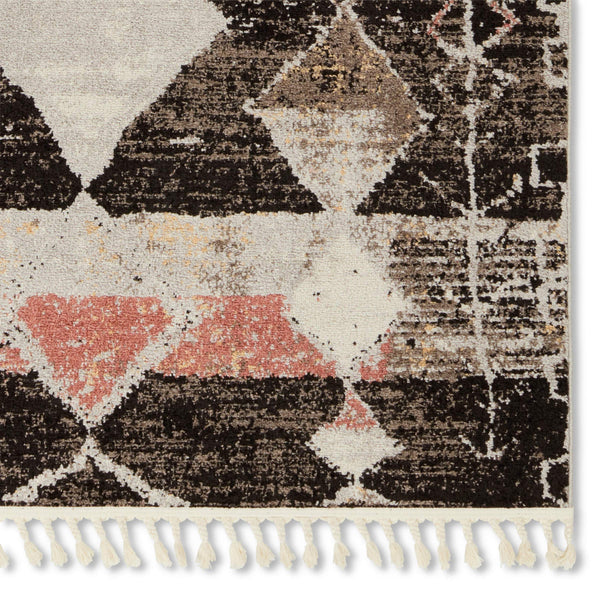 Jaipur Living Vibe by Jaipur Living Artvin Tribal Medallion Polypropylene Rug with Boho Fringe Trim 6'7"X9'6" RUG152494