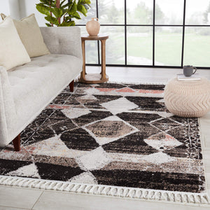 Jaipur Living Vibe by Jaipur Living Artvin Tribal Medallion Polypropylene Rug with Boho Fringe Trim 6'7"X9'6" RUG152494