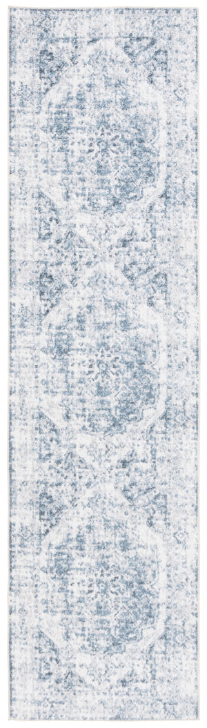 Safavieh Baltimore Exquisite Transitional Runner Rug - Elegant Floral Design, Soft Polyester, Easy Care Light Grey ,Blue Polyester Bal850f-3