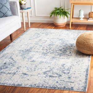 Safavieh Baltimore Exquisite Transitional Runner Rug - Elegant Floral Design, Soft Polyester, Easy Care Light Grey ,Blue Polyester Bal850f-3