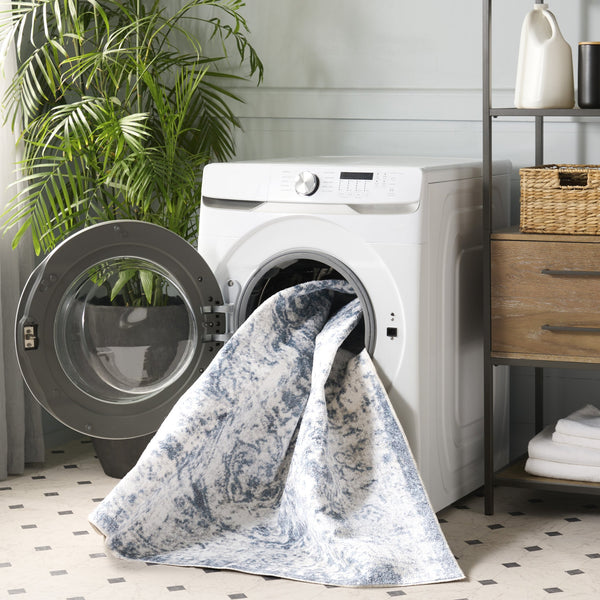 Safavieh Baltimore Exquisite Transitional Runner Rug - Elegant Floral Design, Soft Polyester, Easy Care Light Grey ,Blue Polyester Bal850f-3