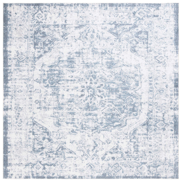 Safavieh Baltimore Exquisite Transitional Runner Rug - Elegant Floral Design, Soft Polyester, Easy Care Light Grey ,Blue Polyester Bal850f-3
