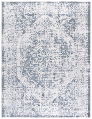 Safavieh Baltimore Exquisite Transitional Runner Rug - Elegant Floral Design, Soft Polyester, Easy Care Light Grey ,Blue Polyester Bal850f-3