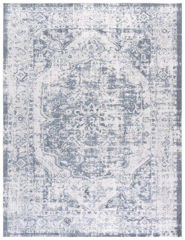 Safavieh Baltimore Exquisite Transitional Runner Rug - Elegant Floral Design, Soft Polyester, Easy Care Light Grey ,Blue Polyester Bal850f-3