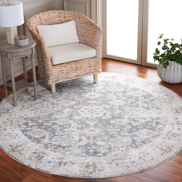Safavieh Baltimore 852 Power Loomed Transitional Rug Light Grey / Blue 6'-7" x 6'-7" Round