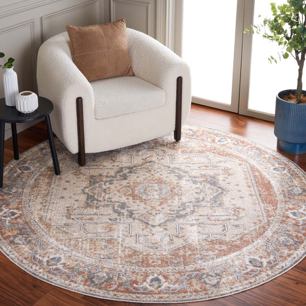 Safavieh Baltimore 854 Power Loomed Transitional Rug Beige / Rust 6'-7" x 6'-7" Round