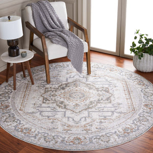 Safavieh Baltimore 854 Power Loomed Transitional Rug Light Grey / Rust 6'-7" x 6'-7" Round