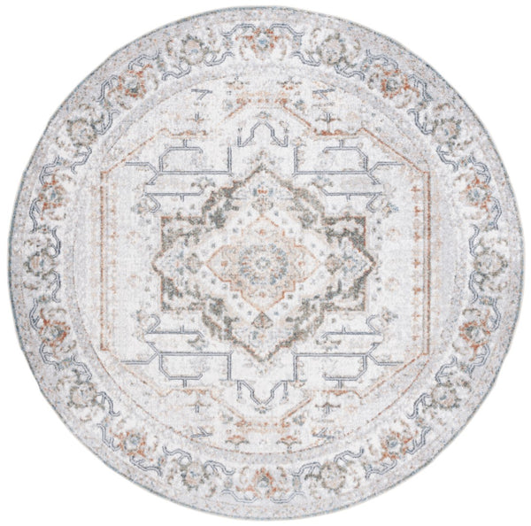 Safavieh Baltimore 854 Power Loomed Transitional Rug Light Grey / Rust 6'-7" x 6'-7" Round