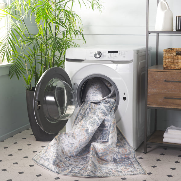 Safavieh Baltimore Transitional Light Grey/Blue Area Rug - Plush, Washable, Durable, Oeko-tex Certified 4' X 6' Light Grey ,Blue Polyester Bal854g-4