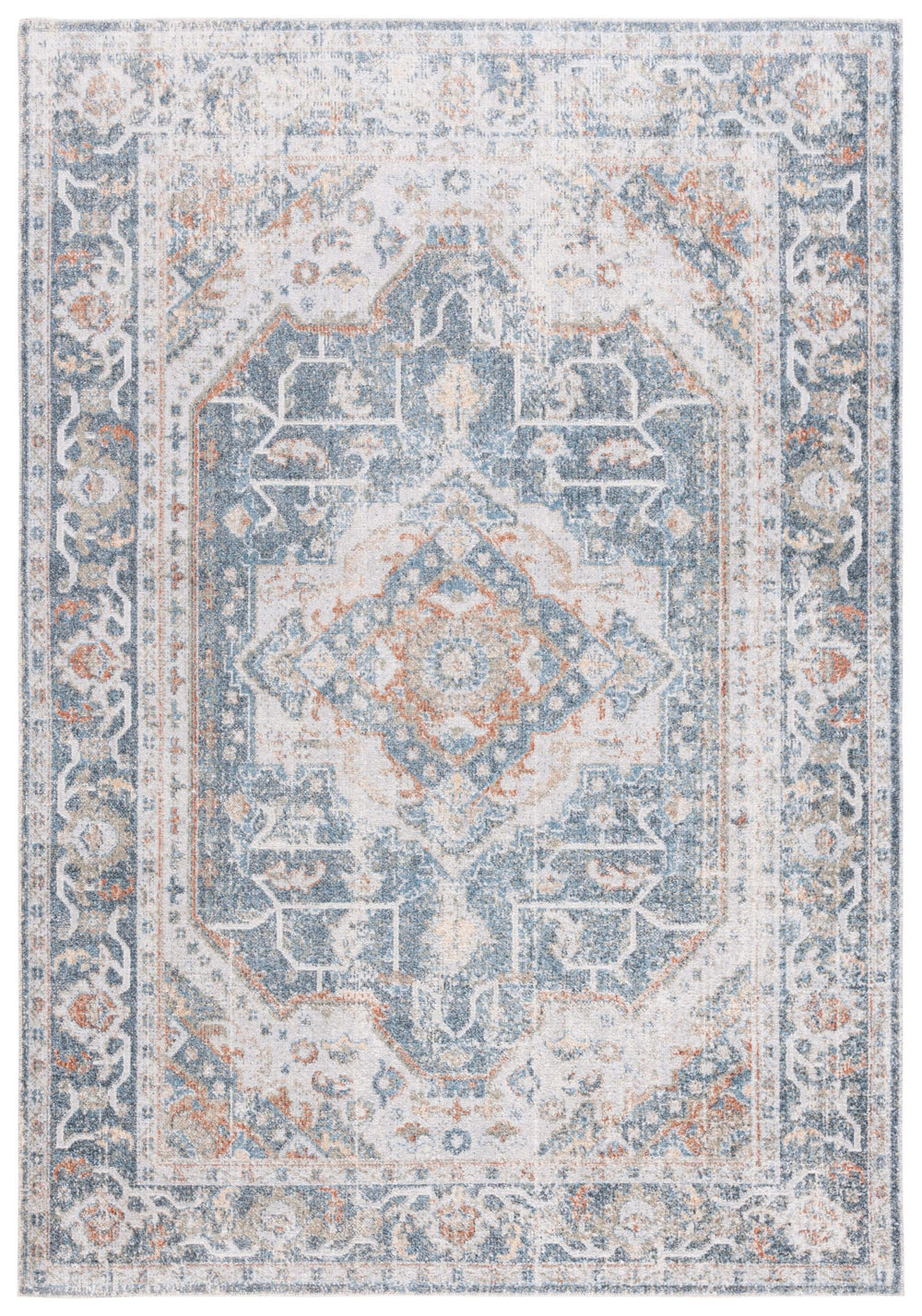 Safavieh Baltimore Transitional Light Grey/Blue Area Rug - Plush, Washable, Durable, Oeko-tex Certified 4' X 6' Light Grey ,Blue Polyester Bal854g-4