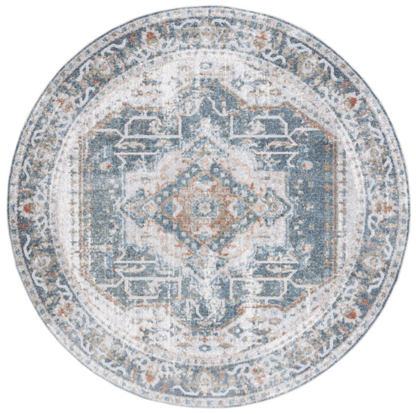 Safavieh Baltimore 854 Power Loomed Transitional Rug Light Grey / Blue 6'-7" x 6'-7" Round
