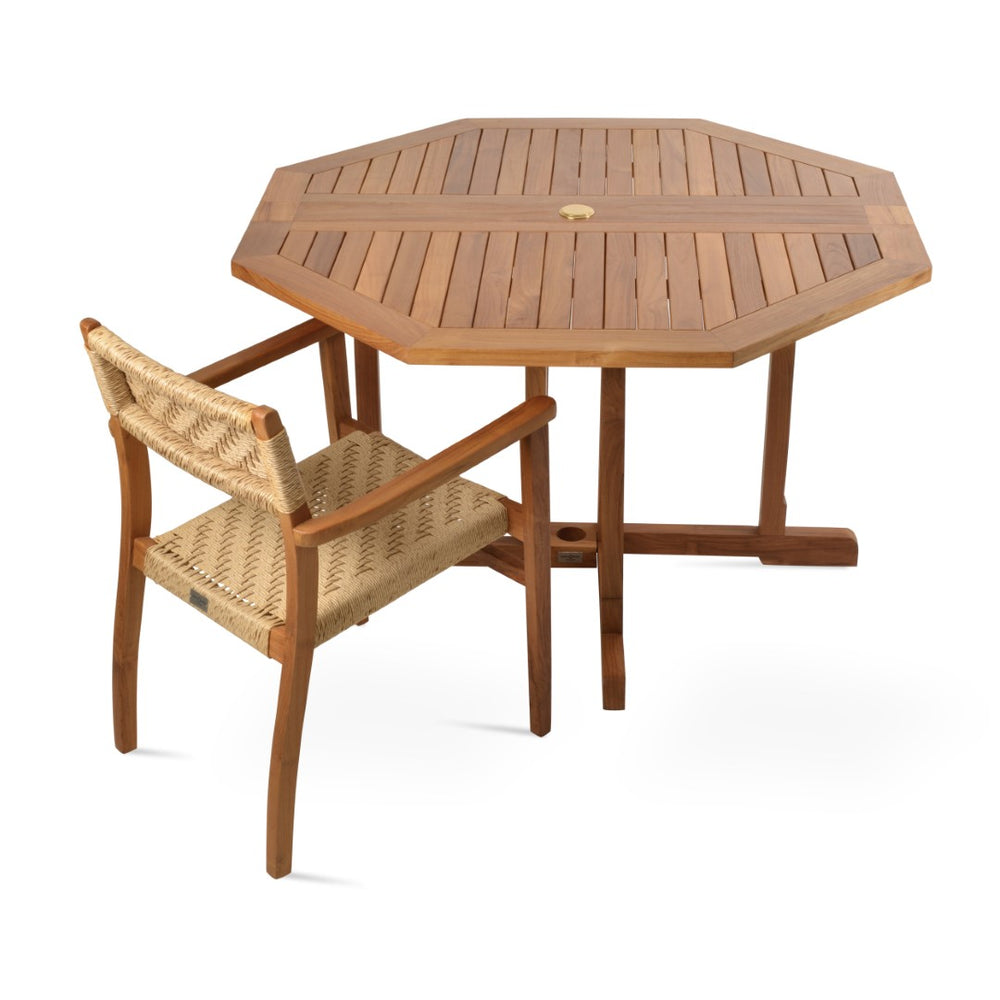 Soho Concept Palermo Stackable Armchair - Durable Teak Wood & Viro Fiber Wicker, Perfect For Indoor/Outdoor Use Natural  Soho-concept-dining-chair-14092