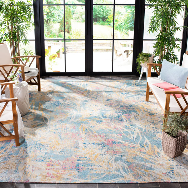 Safavieh Barbados Indoor/Outdoor Runner Rug - Ethereal Light Blue And Ivory Design For Elegant Spaces Light Blue ,Ivory 76% Polypropylene,23% Polyester,1% Backing Material Bar512m-9