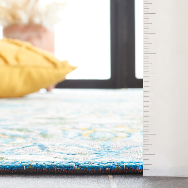 Safavieh Barbados Indoor/Outdoor Runner Rug With Elegant Floral Design - Durable, Oeko-tex Certified Comfort Ivory ,Light Blue 76% Polypropylene,23% Polyester,1% Backing Material Bar513m-9