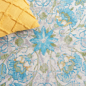 Safavieh Barbados Indoor/Outdoor Runner Rug With Elegant Floral Design - Durable, Oeko-tex Certified Comfort Ivory ,Light Blue 76% Polypropylene,23% Polyester,1% Backing Material Bar513m-9