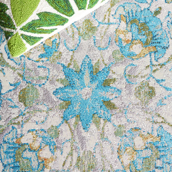 Safavieh Barbados Indoor/Outdoor Runner Rug With Elegant Floral Design - Durable, Oeko-tex Certified Comfort Ivory ,Light Blue 76% Polypropylene,23% Polyester,1% Backing Material Bar513m-9