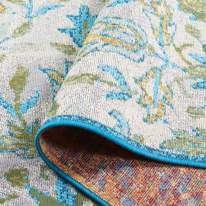 Safavieh Barbados Indoor/Outdoor Runner Rug With Elegant Floral Design - Durable, Oeko-tex Certified Comfort Ivory ,Light Blue 76% Polypropylene,23% Polyester,1% Backing Material Bar513m-9