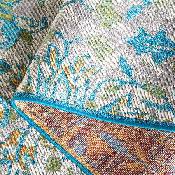 Safavieh Barbados Indoor/Outdoor Runner Rug With Elegant Floral Design - Durable, Oeko-tex Certified Comfort Ivory ,Light Blue 76% Polypropylene,23% Polyester,1% Backing Material Bar513m-9