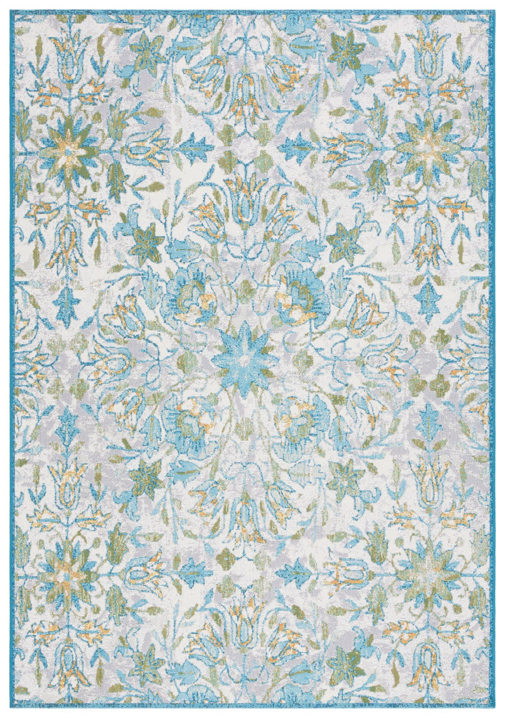 Safavieh Barbados Indoor/Outdoor Runner Rug With Elegant Floral Design - Durable, Oeko-tex Certified Comfort Ivory ,Light Blue 76% Polypropylene,23% Polyester,1% Backing Material Bar513m-9