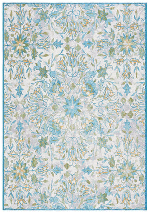 Safavieh Barbados Indoor/Outdoor Runner Rug With Elegant Floral Design - Durable, Oeko-tex Certified Comfort Ivory ,Light Blue 76% Polypropylene,23% Polyester,1% Backing Material Bar513m-9
