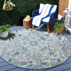 Safavieh Barbados Indoor/Outdoor Runner Rug With Elegant Floral Design - Durable, Oeko-tex Certified Comfort Ivory ,Light Blue 76% Polypropylene,23% Polyester,1% Backing Material Bar513m-9