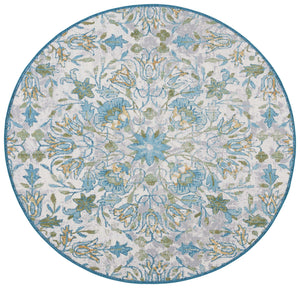 Safavieh Barbados Indoor/Outdoor Runner Rug With Elegant Floral Design - Durable, Oeko-tex Certified Comfort Ivory ,Light Blue 76% Polypropylene,23% Polyester,1% Backing Material Bar513m-9