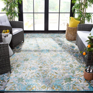 Safavieh Barbados Indoor/Outdoor Runner Rug With Elegant Floral Design - Durable, Oeko-tex Certified Comfort Ivory ,Light Blue 76% Polypropylene,23% Polyester,1% Backing Material Bar513m-9