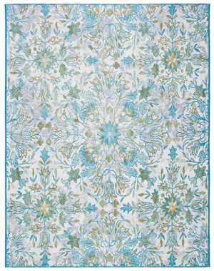 Safavieh Barbados Indoor/Outdoor Runner Rug With Elegant Floral Design - Durable, Oeko-tex Certified Comfort Ivory ,Light Blue 76% Polypropylene,23% Polyester,1% Backing Material Bar513m-9