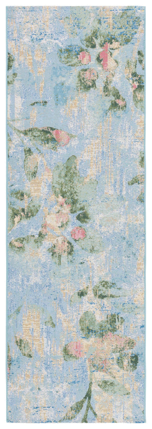 Safavieh Barbados Indoor/Outdoor Area Rug - Serene Floral Design, Durable & Eco-friendly For Elegant Spaces Light Blue ,Green 76% Polypropylene,23% Polyester,1% Backing Material Bar522m-9