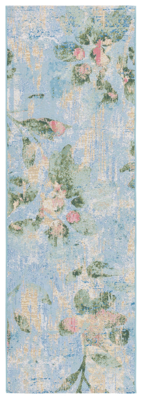 Safavieh Barbados Indoor/Outdoor Area Rug - Serene Floral Design, Durable & Eco-friendly For Elegant Spaces Light Blue ,Green 76% Polypropylene,23% Polyester,1% Backing Material Bar522m-9