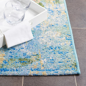 Safavieh Barbados Indoor/Outdoor Area Rug - Serene Floral Design, Durable & Eco-friendly For Elegant Spaces Light Blue ,Green 76% Polypropylene,23% Polyester,1% Backing Material Bar522m-9