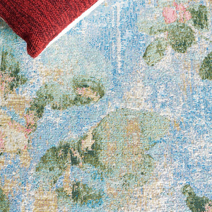 Safavieh Barbados Indoor/Outdoor Area Rug - Serene Floral Design, Durable & Eco-friendly For Elegant Spaces Light Blue ,Green 76% Polypropylene,23% Polyester,1% Backing Material Bar522m-9