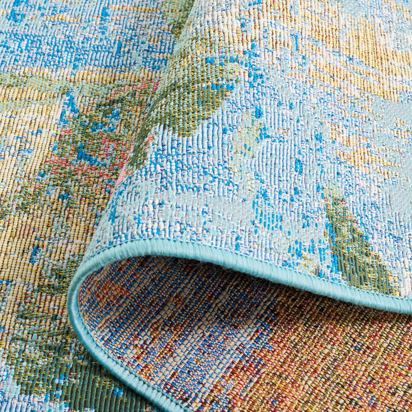 Safavieh Barbados Indoor/Outdoor Area Rug - Serene Floral Design, Durable & Eco-friendly For Elegant Spaces Light Blue ,Green 76% Polypropylene,23% Polyester,1% Backing Material Bar522m-9