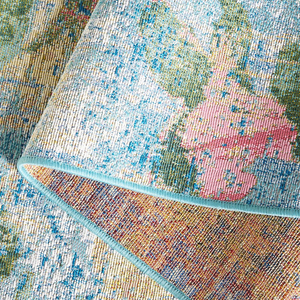 Safavieh Barbados Indoor/Outdoor Area Rug - Serene Floral Design, Durable & Eco-friendly For Elegant Spaces Light Blue ,Green 76% Polypropylene,23% Polyester,1% Backing Material Bar522m-9