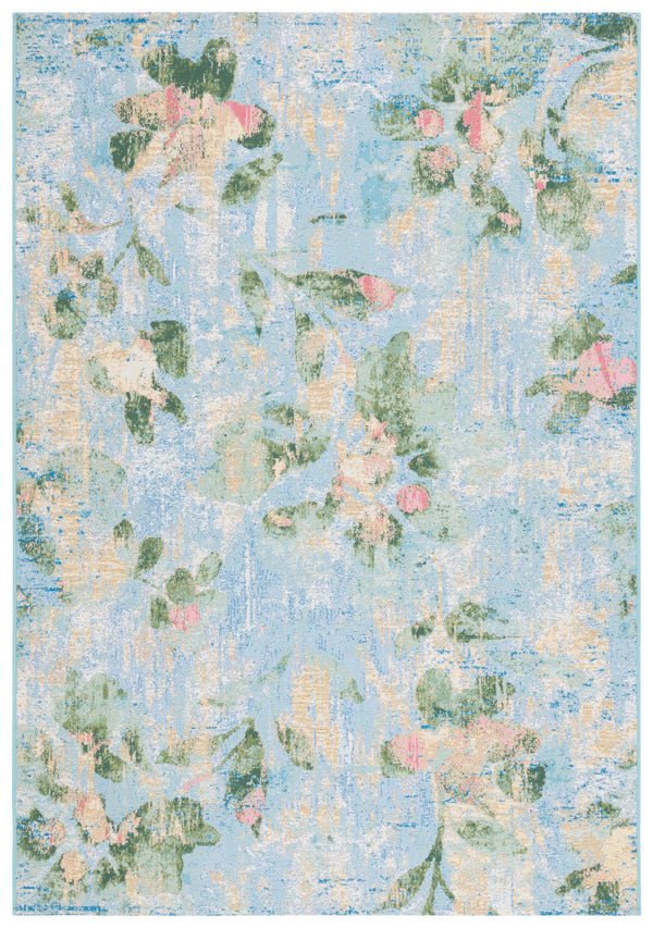 Safavieh Barbados Indoor/Outdoor Area Rug - Serene Floral Design, Durable & Eco-friendly For Elegant Spaces Light Blue ,Green 76% Polypropylene,23% Polyester,1% Backing Material Bar522m-9