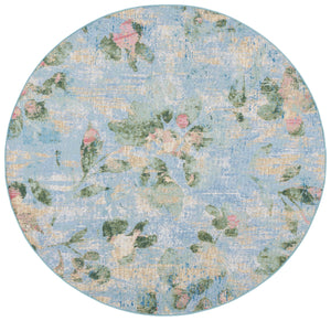 Safavieh Barbados Indoor/Outdoor Area Rug - Serene Floral Design, Durable & Eco-friendly For Elegant Spaces Light Blue ,Green 76% Polypropylene,23% Polyester,1% Backing Material Bar522m-9